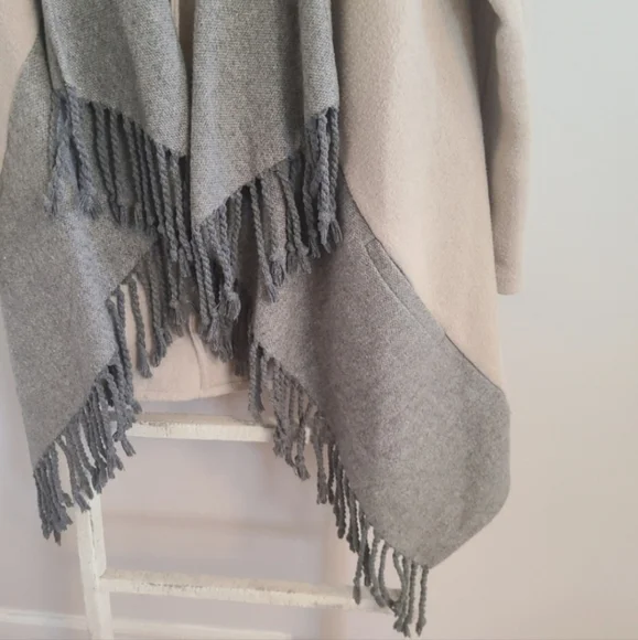 BB Dakota cardigan coat womens small wool blend colorblock fringe - Picture 4 of 5